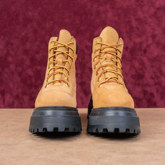 Timberland Women Wheat Nubuck Stompers 6 Sky High Platform Boots sz 7 - Picture 2 of 7
